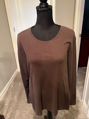 Sonoma Chocolate Brown Long Sleeve Crewneck Tee